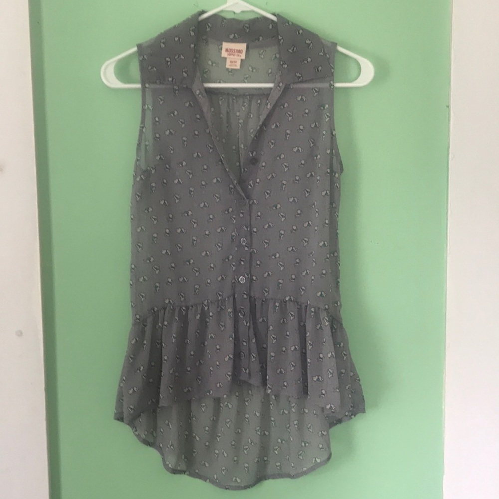 Sleeveless bunny sheer blouse